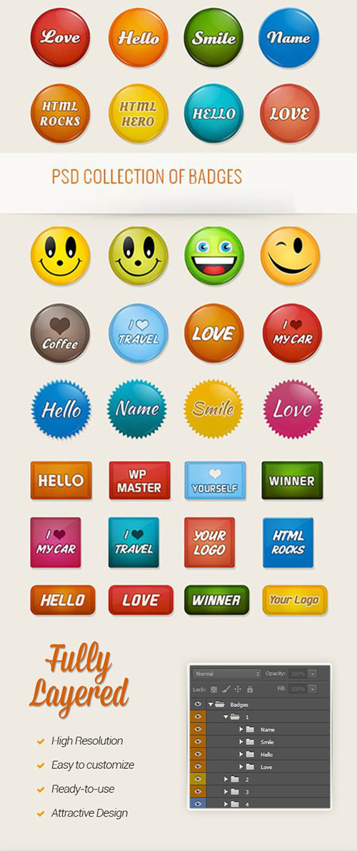 PSD Collection Of Badges