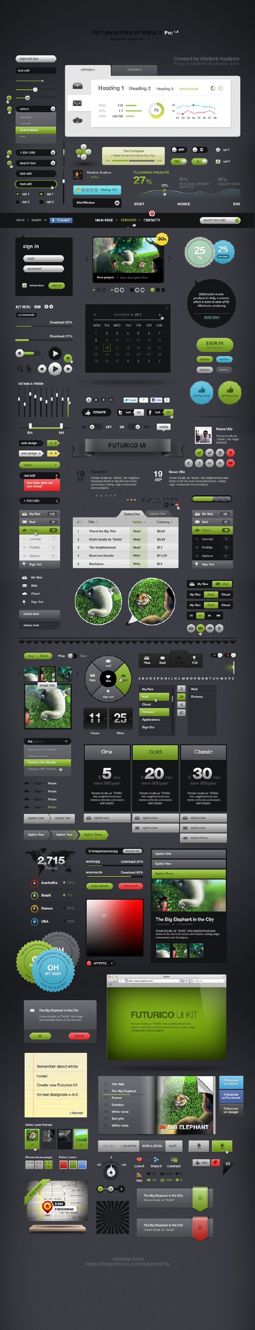 Futurico Pro User Interface Elements PSD pack (200 elements) 