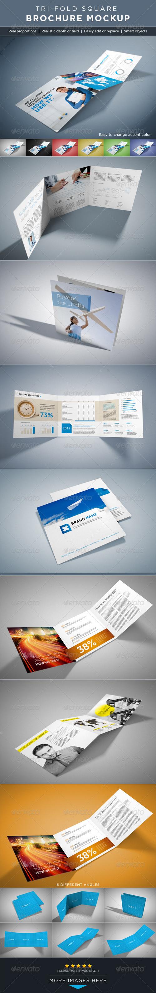 GraphicRiver - Square Tri-Fold Brochure Mock-ups