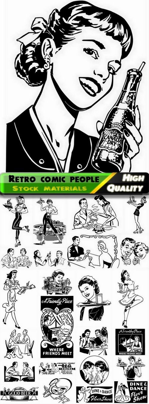 Pop art retro comic people illustrations - 25 Eps