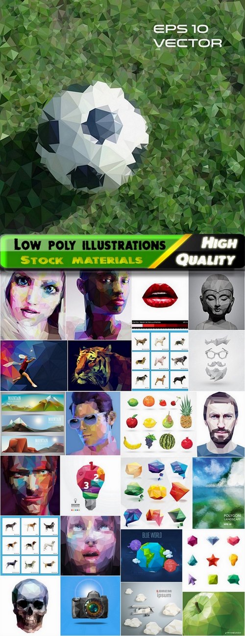 Low polygon and abstract illustrations - 25 Eps