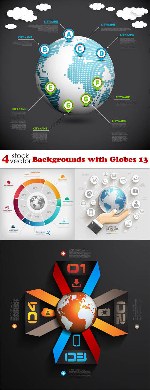 Vectors - Backgrounds with Globes 13