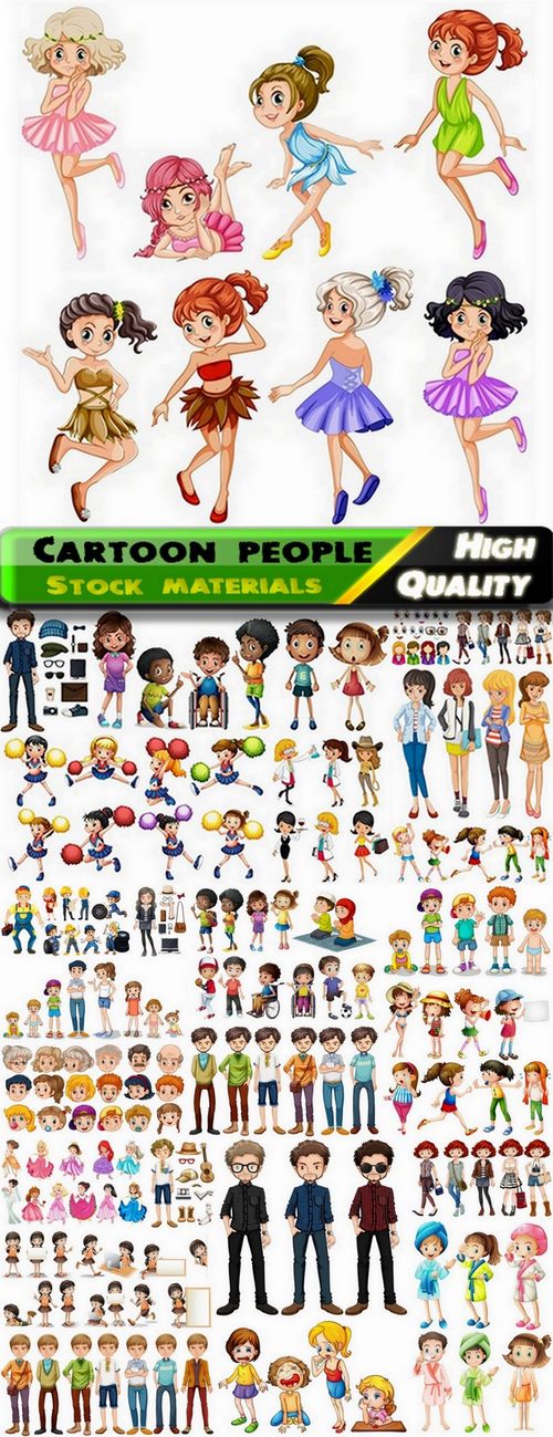 Cute cartoon people and children - 25 Eps