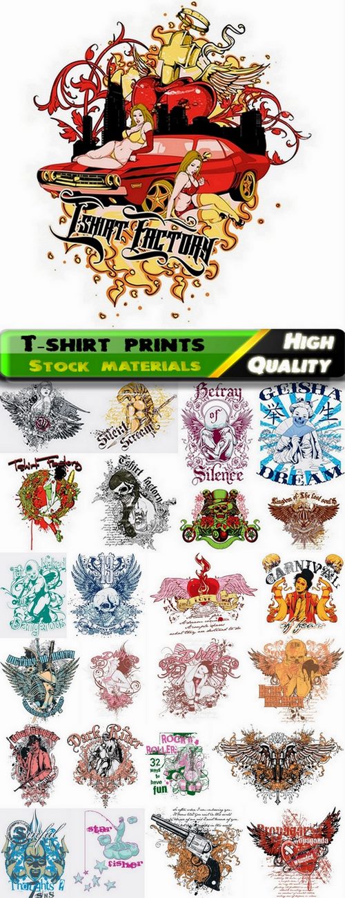 T-shirt prints design in vector from stock #61 - 25 Eps