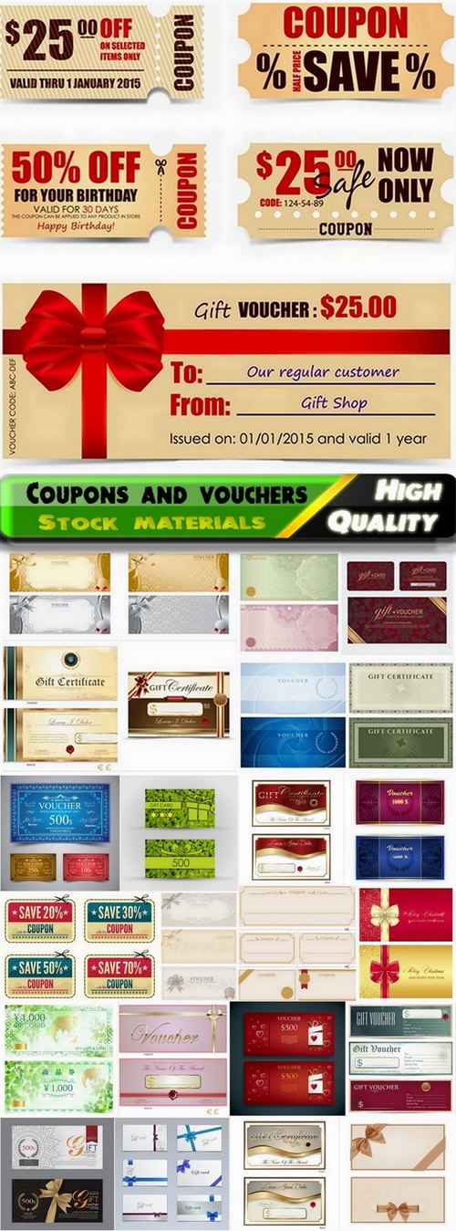 Coupons and gift vouchers templates - 25 Eps
