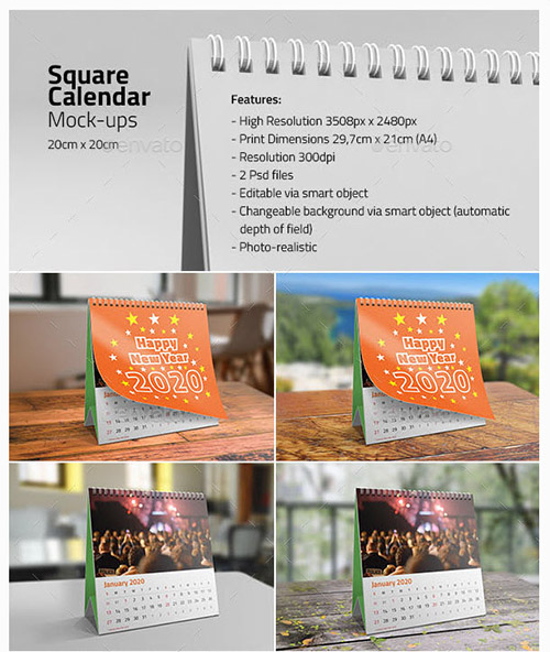 GraphicRiver: Square Desk Calendar Mock-ups 13209543